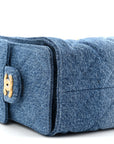 Washed Denim Quilted Mini CHNL 25 Handbag Blue