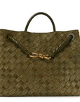 Suede Intrecciato Medium Andiamo Shoulder Bag Mud