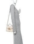Calfskin Matelasse Mini GG Marmont Top Handle Shoulder Bag White
