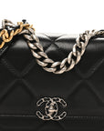 Lambskin Quilted CHNL 19 Wallet On Chain WOC Black