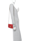 Calfskin Matelasse Super Mini GG Marmont Shoulder Bag Hibiscus Red