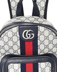 GG Supreme Monogram Textured Dollar Calfskin Web Small Ophidia Day Backpack Beige Blue Black