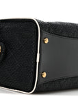 Braided Raffia Calfskin Small CHNL 25 Handbag Black White