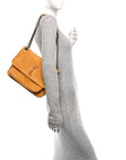 Suede Monogram Medium Niki Chain Satchel Cheddar