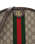 GG Supreme Monogram Textured Dollar Calfskin Web Small Ophidia Dome Shoulder Bag Beige Ebony New Acero
