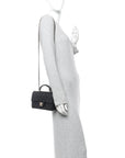 Lambskin Quilted Mini Top Handle Rectangular Flap Black