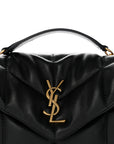 Lambskin Quilted Toy Loulou Puffer Monogram Chain Satchel Black