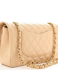 Caviar Quilted Medium Double Flap Beige