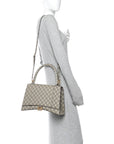 X GCCI GG Supreme Monogram Medium Hourglass Top Handle Bag Beige Ebony