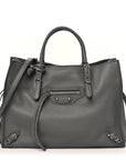 Veau Papier A6 Zip Around Tote Gris Fossile