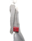 Calfskin Crocodile Embossed Small Classic Monogram Kate Tassel Satchel Red