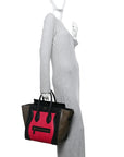 Snakeskin Smooth Calfskin Mini Tri-Color Luggage Fuchsia