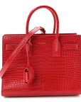 Calfskin Crocodile Embossed Baby Sac de Jour Eros Red