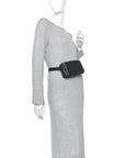 Grained Calfskin Intrecciato Cassette Belt Bag Deep Blue Pool