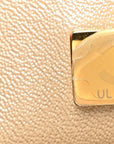 Metallic Goatskin Quilted Mini Rectangular Flap Gold