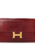 Shiny Alligator Constance Long Wallet Rouge Vif