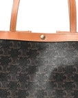 Triomphe Canvas Calfskin Flat Shopper Tote Honey