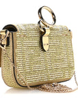 Crystal Vitello Laminato FF Nano Maxi Buckle Baguette Charm Light Gold