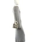 Smooth Calfskin Embroidered Beaded Floral Mini Lady D1OR White Multicolor