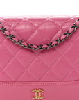 Aged Calfskin Quilted Gabrielle Wallet On Chain WOC Pink