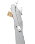 Suede Shearling Triomphe Chain Shoulder Bag Beige