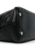 Calfskin Y Quilted Monogram Large Loulou Chain Satchel Black