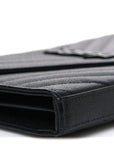 Grain De Poudre Matelasse Chevron Monogram Monochrome Envelope Chain Wallet Black