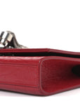 Calfskin Crocodile Embossed Small Classic Monogram Kate Tassel Satchel Red