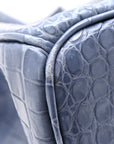 Matte Porosus Crocodile 18K White Gold Diamond Birkin 35 Bleu Brighton