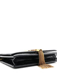 Calfskin Crocodile Embossed Kate Monogram Tassel Chain Wallet Black