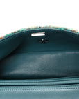 Tweed Quilted Mini Rectangular Flap Green
