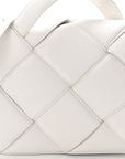 Nappa Intreccio Padded Top Handle Shoulder Bag White