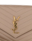 Grain De Poudre Matelasse Chevron Monogram Envelope Clutch Dark Beige