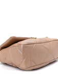 Shiny Lambskin Quilted Medium CHNL 19 Flap Beige