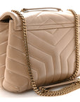 Calfskin Y Quilted Monogram Small Loulou Chain Satchel Dark Beige