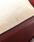 Canvas Crocodile Embossed Bi-Color Mini Luggage Beige Red