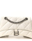 Crushed Calfskin Quilted Small Crush Chain Bag Optic White