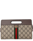 GG Supreme Monogram Textured Dollar Calfskin Web Ophidia Slip Handle Belt Bag 90 36 Beige Ebony New Acero