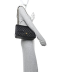 Caviar Quilted Jumbo Double Flap Black