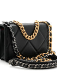 Lambskin Quilted CHNL 19 Wallet On Chain WOC Black