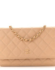 Caviar Quilted Wallet on Chain WOC Beige