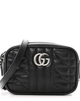 Calfskin Matelasse Aria GG Marmont Chain Shoulder Bag Black