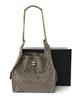 Suede Quilted Medium CHNL 25 Handbag Dark Grey