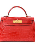 Shiny Alligator Horseshoe Mini Kelly Sellier 20 Rouge de Coeur Rose Mexico
