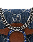 New Denim GG Monogram Dollar Calfskin Enamel Super Mini Dionysus Shoulder Bag Blue Tea Cuir Epilog Electric Blue