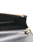 Grain De Poudre Matelasse Chevron Monogram Envelope Chain Wallet Black