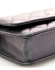 Iridescent Caviar Quilted Wallet On Chain WOC Green