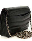 Lambskin Chevron Quilted Wallet On Chain WOC Black