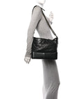 Aged Calfskin Quilted Large Gabrielle Hobo Black