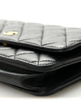 Lambskin Quilted Wallet On Chain WOC Black
